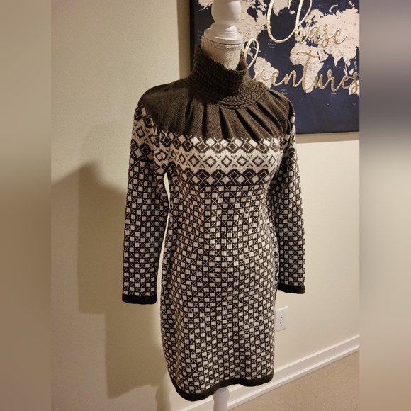 Mocha Design Sweater Dress - Picture 1 of 15